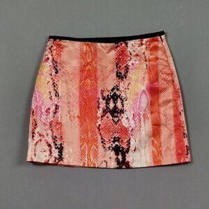 Worthington Snake Print Mini Skirt Lined Orange Black Size 10